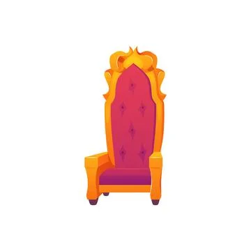A vector icon of the throne with a pattern of gold elements and red velvet up 스톡 일러스트