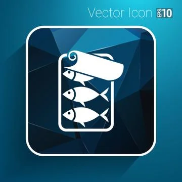 Vector icon for tin fish can with ring pull Stock Illustration