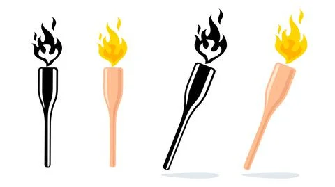 Vector icon of torch with fire. Stockillustratie