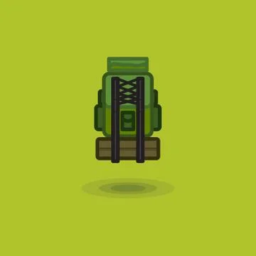 Vector icon tourist backpack isolated and camping outfit for travel Stockillustratie