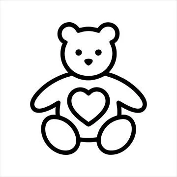 Vector icon of toy teddy bear. Gift child's birthday girlfriend Valentine's Day Stock Illustration