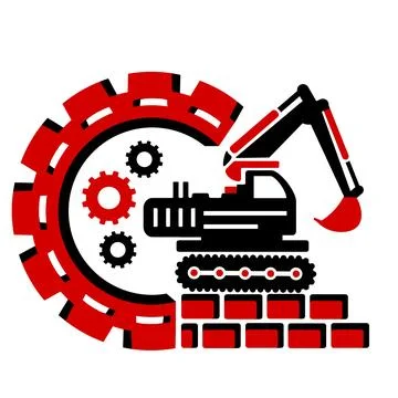 Vector icon of the tractor loader logo. Construction and special equipment, trac Stock Illustration