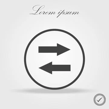 Vector icon. Two black rounded opposite horizontal arrows in black circle i.. Stock Illustration
