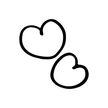 Vector icon of two hearts drawn in one line. Illustration for valentine's day. Stock Illustration