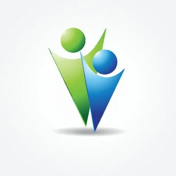 Vector icon of two people in blue and green colors Stock Illustration