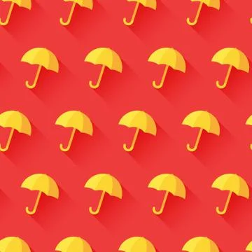 Vector icon of umbrella on red background Stock Illustration