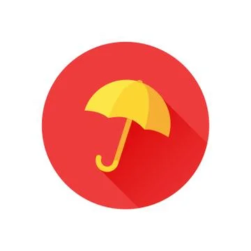 Vector icon of umbrella on red background Stock Illustration