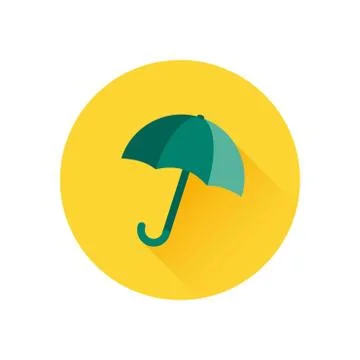 Vector icon of umbrella on yellow background Stock Illustration