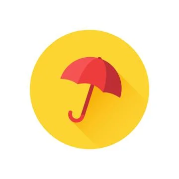Vector icon of umbrella on yellow background Stock Illustration