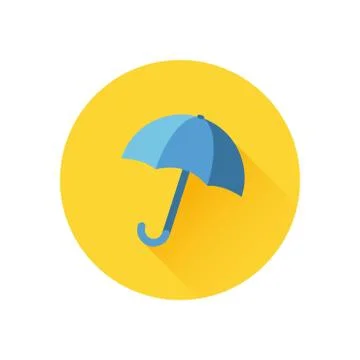 Vector icon of umbrella on yellow background Stock Illustration