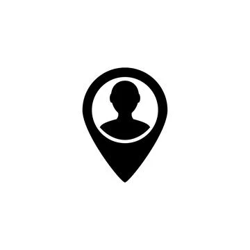 Vector icon of user location pin with person silhouette for navigation Stock Illustration
