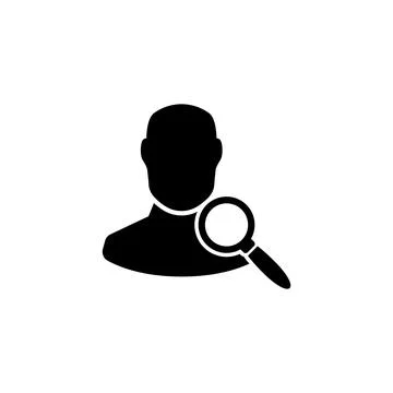Vector icon of user profile with magnifying glass for detailed search Stock Illustration