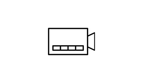 Vector icon of a video camera, featuring a lens and recording button, set a.. Stock Footage 333233056