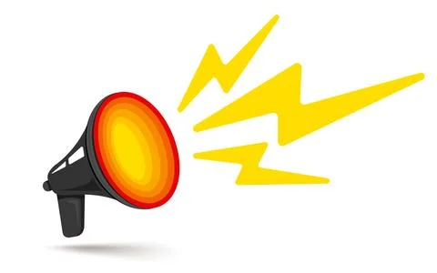 Vector icon of vintage megaphone for  breaking news or sale. Stock Illustration