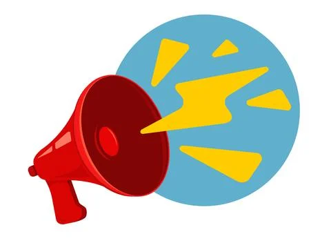 Vector icon of vintage red megaphone on bright background. 库存插图
