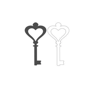 Vector icon - vintage two keys for door lock close-up. Key vector template Stock Illustration