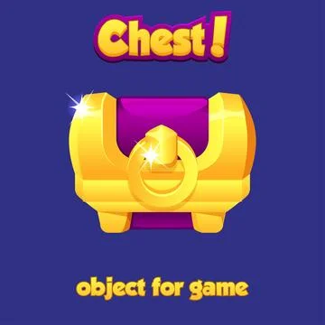 Vector icon violet chest for game asset. Cartoon game icon- pirate chest isol Illustration