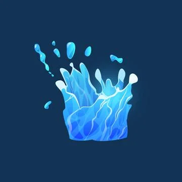 Vector icon of water with blue splashes, waves and drops on a blue background Stock Illustration