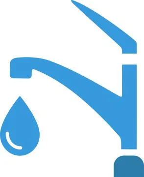 Vector icon of a water faucet with a falling drop of water Illustration