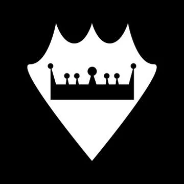 Vector icon of white shield with a crown icon on it Illustrazione stock