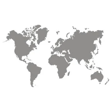 Vector icon with world map and world continents Stock Illustration