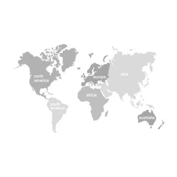 Vector icon with world map and world continents Stock Illustration
