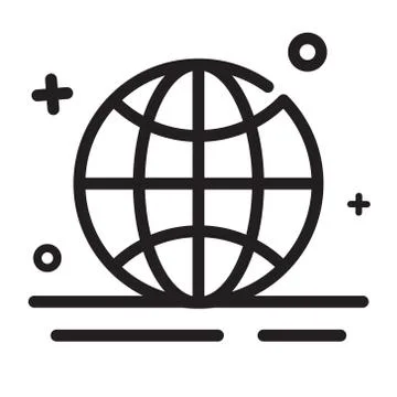 Vector icon. Worldwide, Globe, Browser icons. Stock Illustration