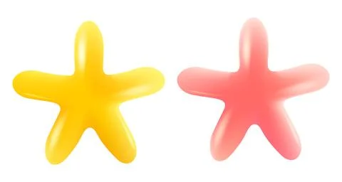 Vector icon of yellow and pnk stars in realistic 3D style. Achievements for.. Stock Illustration