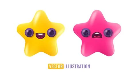 Vector icon of yellow star in realistic 3D style. Achievements for games or c 库存插图
