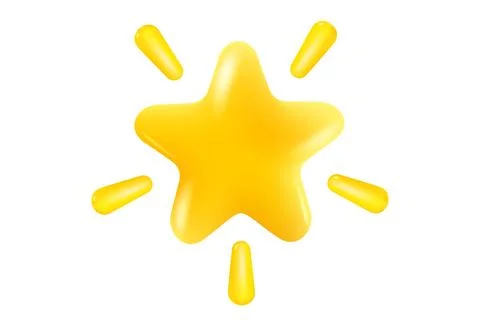 Vector icon of yellow star in realistic 3D style. Achievements for games or.. 库存插图