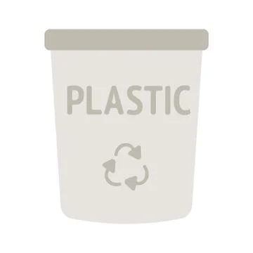 Vector icon of yellow waste bin with recycling sign Stock Illustration
