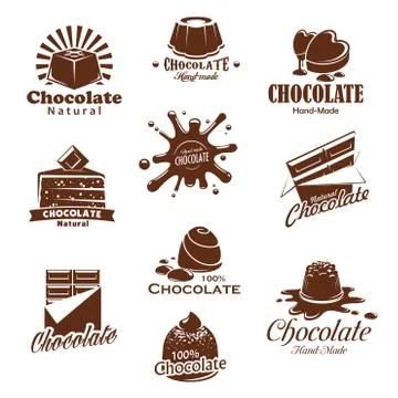 Vector iconis of chocolate candy desserts splash Stock Illustration