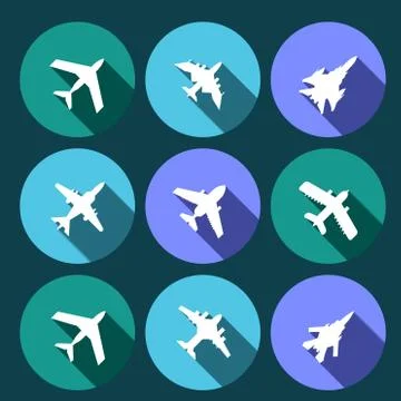 Vector icons of airplanes Stock Illustration