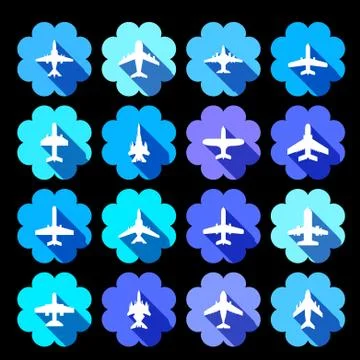 Vector icons of airplanes Stock Illustration