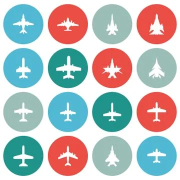 Vector icons of airplanes Stock Illustration