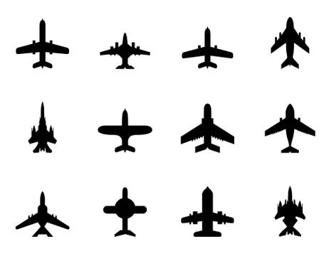 Vector icons of airplanes Stock Illustration