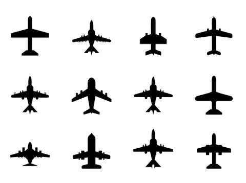 Vector icons of airplanes Stock Illustration