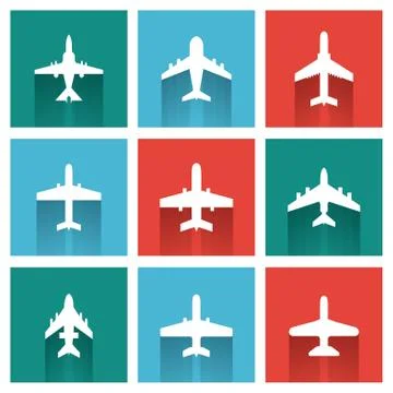 Vector icons of airplanes Illustrazione stock
