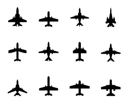 Vector icons of airplanes Stock Illustration