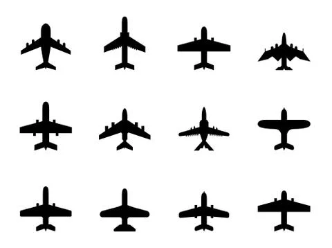 Vector icons of airplanes Stock Illustration