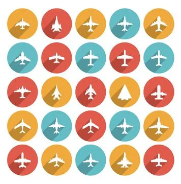 Vector icons of airplanes Vector icons of airplanes in flat style Copyrigh... Stock Photos