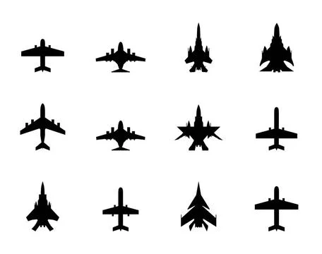 Vector icons of airplanes Vector icons of airplanes on white background Co... Stock Photos