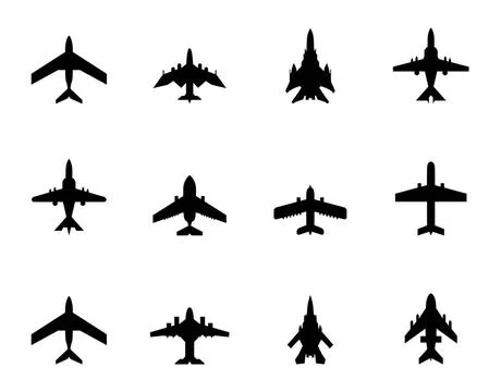 Vector icons of airplanes Vector icons of airplanes on white background Co... Stock Photos