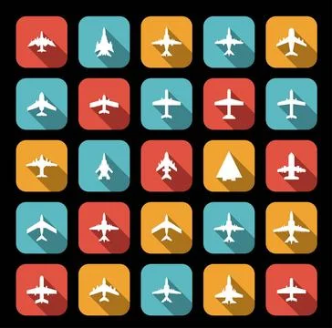 Vector icons of airplanes Vector icons of airplanes in flat style Copyrigh... Stock Photos