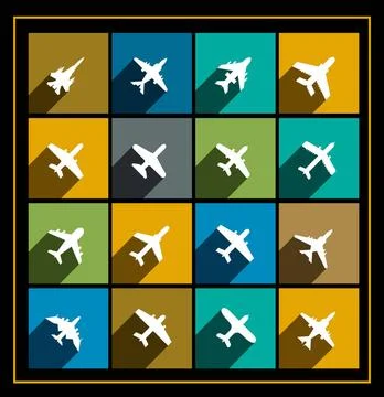 Vector icons of airplanes Vector icons of airplanes in flat style Copyrigh... Stock Photos