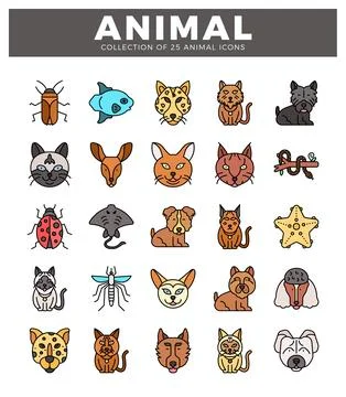 Vector icons of animals on a white background Stock Illustration