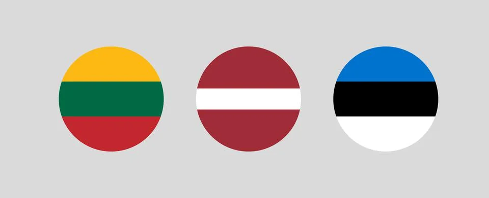 Vector icons of Baltic countries circle flags Stock Illustration