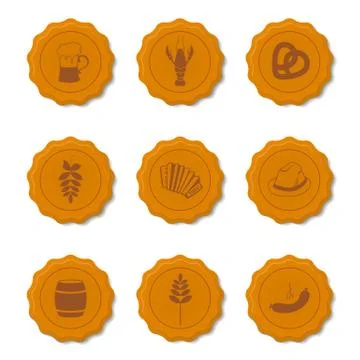 Vector icons of beer caps Stock Illustration