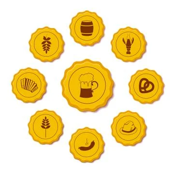 Vector icons of beer caps Stock Illustration