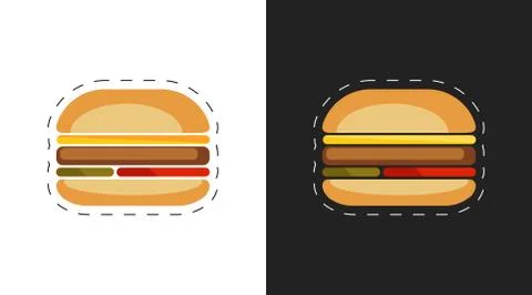 Vector Icons on Burger Isolated Stock Illustration
